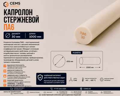 Капролон стержневой 30 — купить в Алматы