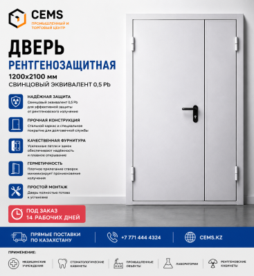 Дверь рентгенозащитная 1200х2100 свинцовый эквивалент 0,5 Pb — купить в Алматы