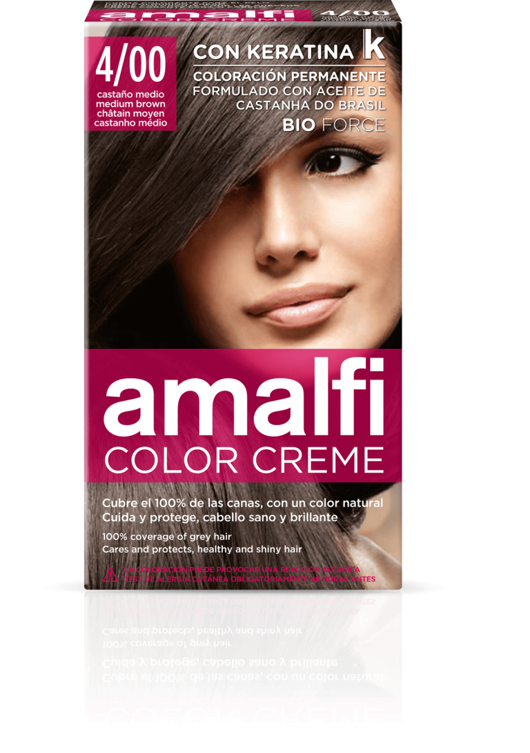 AMALFI КРАСКА ДЛЯ ВОЛОС 4/00 СРЕДНЕ-КОРИЧНЕВЫЙ MEDIUM BROWN — купить в Алматы