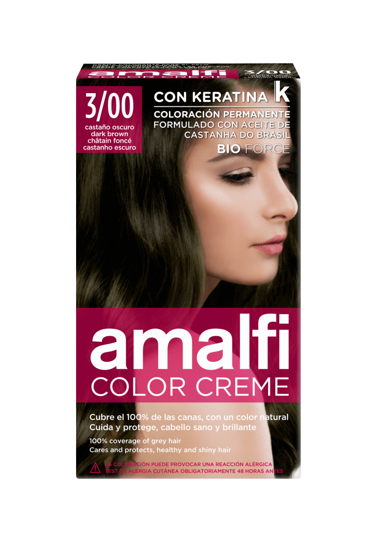 AMALFI КРАСКА ДЛЯ ВОЛОС 3/00 ТЕМНО-КОРИЧНЕВЫЙ DARK BROWN — купить в Алматы