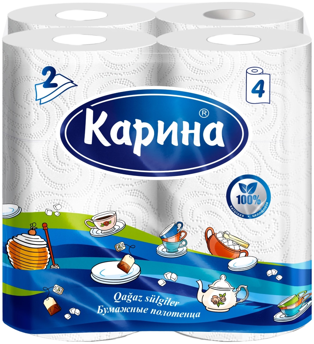 Бумажные полотенца Карина 4 рулона — купить в Алматы