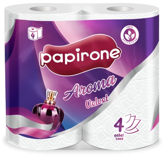 Туалетная бумага Papirone Velvet 4-х слойная 4 рулона белая Aroma — купить в Алматы
