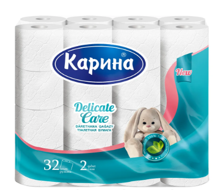 Туалетная бумага "Карина" Delicate Care, 2-х слойная, 32 шт — купить в Алматы